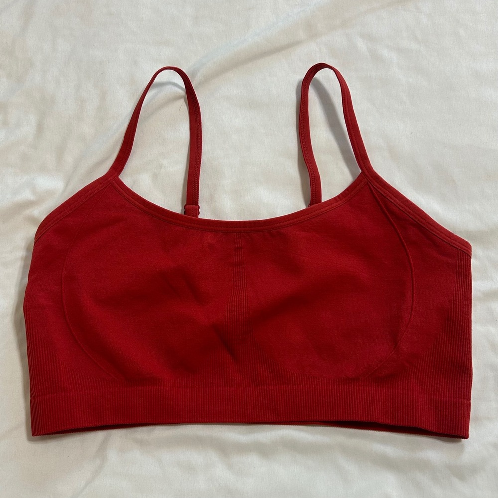 Colsie Red Seamless Ribbed Bralette Womens XL Adjustable Straps Lounge Bra